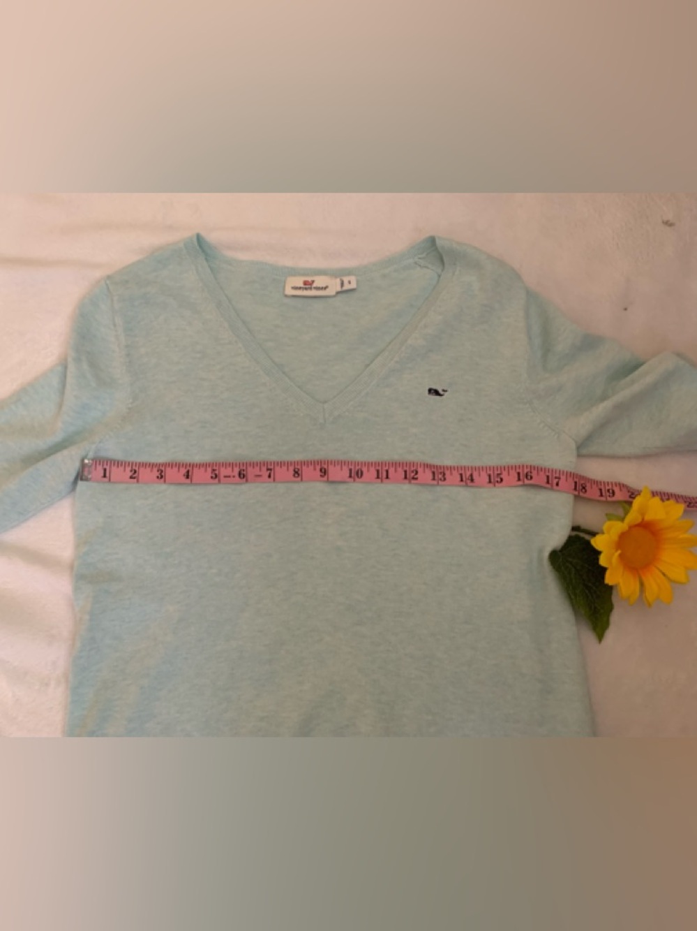 Vineyard Vines vintage size, small V-neck cotton sweater in cloud color VVGUC - Picture 7 of 11
